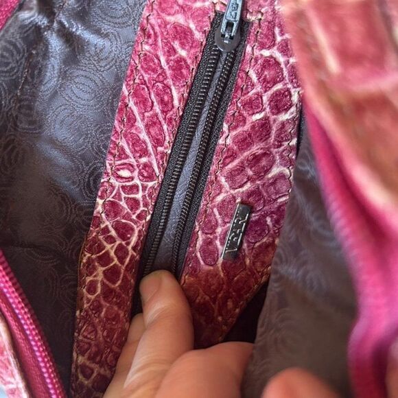 Veari Crocodile‎ Leather Chain Strap Bag Cross Body Purse Brown Pink W/ Dust Bag - Picture 13 of 16